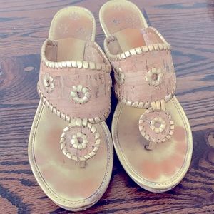 Jack Rogers cork mid wedges